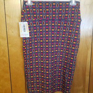 LulaRoe Cassie Skirt XS Rainbow geometric font Multi color B4